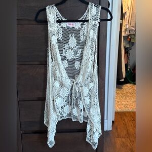 Crochet Cover-Up Vest in Cream